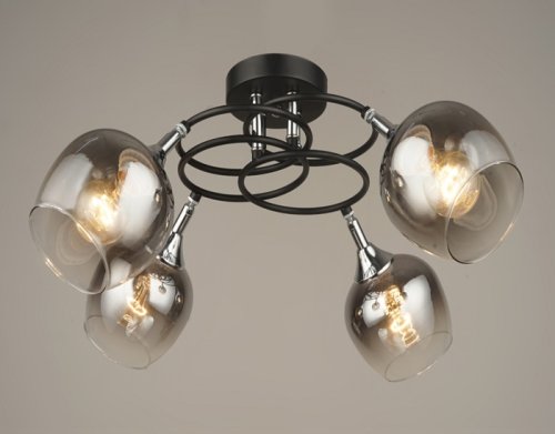 Люстра потолочная четырехрожковая Мелодия Света Е27 220В Черный/хром фото Люстра потолочная четырехрожковая Мелодия Света Е27 220В Черный/хром картинка