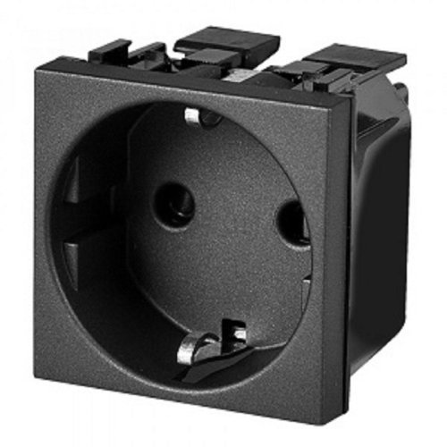 Розетка с заземлением без рамки ABB Niessen Zenit 1-м. 2 мод. шторки N2288 AN антрацит картинка фото 2