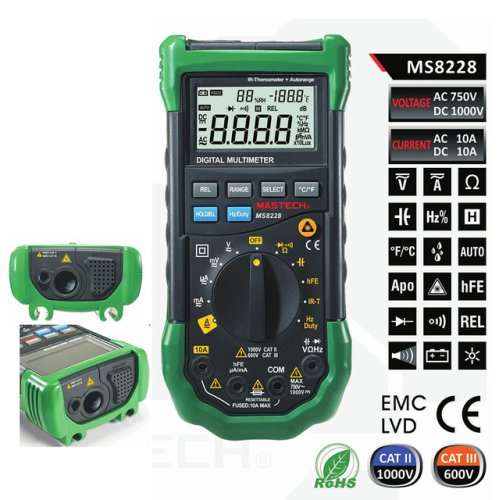 Мультиметр цифровой Mastech MS8228 с автодиапазоном с инфракрасным пирометром  картинка фото 2