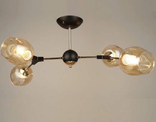 Люстра потолочная четырехрожковая Мелодия Света Е27 220В Черная/золото фото Люстра потолочная четырехрожковая Мелодия Света Е27 220В Черная/золото картинка