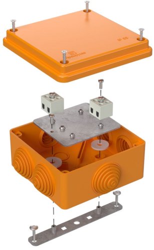 Коробка огнестойкая Промрукав 100x100x50мм под винт 4x2,5мм IP55 оранжевый