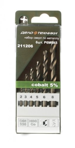 Набор свёрл по металлу Дело Техники 211206 Cobalt 5% , 6шт.  картинка