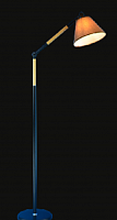 Торшер напольный классический (светильник) Мелодия Света абажур из ткани Черный/дерево картинка 