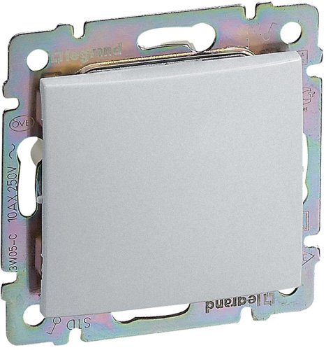 Выключатель кнопочный без рамки Legrand Valena 1-кл. алюминий картинка фото 2