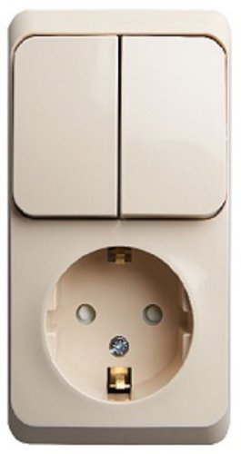 Блок накладной Systeme Electric Этюд розетка 1-м.+выключатель 2-кл. кремовый картинка фото 2