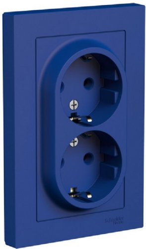 Розетка с заземлением Systeme Electric AtlasDesign 1-м. 2 мод. аквамарин картинка