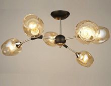 Люстра потолочная шестирожковая Мелодия Света Лофт Е27 Черная/золото картинка 