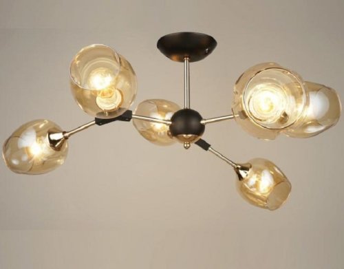 Люстра потолочная шестирожковая Мелодия Света Лофт Е27 Черная/золото фото Люстра потолочная шестирожковая Мелодия Света Лофт Е27 Черная/золото картинка