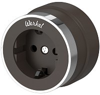 Розетка-ретро с заземлением пластик Werkel Retro Vintage 1-м. мокко матовый/хром