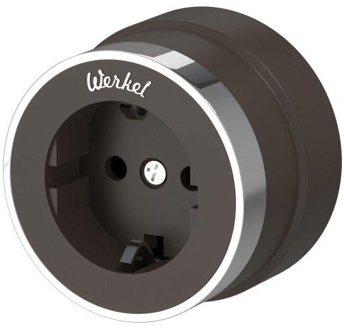 Розетка-ретро с заземлением пластик Werkel Retro Vintage 1-м. мокко матовый/хром фото Розетка-ретро с заземлением пластик Werkel Retro Vintage 1-м. мокко матовый/хром картинка