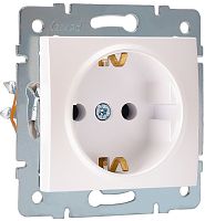 Розетка с заземлением без рамки Lezard Karina 1-м. жемчужно-белый/перламутр картинка