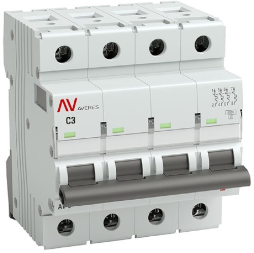 Выключатель автоматический EKF Averes AV-6 4п 3А C 6кА картинка