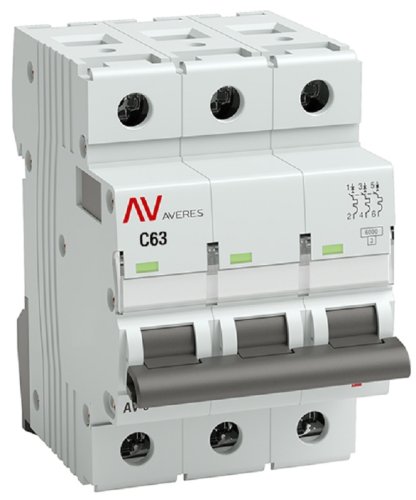 Выключатель автоматический EKF Averes AV-6 3п 63А C 6кА картинка