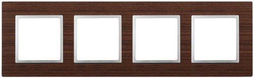 Рамка универсальная Эра Elegance 4-м. дерево венге/алюминий фото Рамка универсальная Эра Elegance 4-м. дерево венге/алюминий картинка
