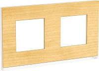 Рамка горизонтальная Schneider Electric Unica Studio Pure 2-м. дерево клен/белый