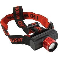 Фонарь налобный светодиодный аккумуляторный Smartbuy Черный/красный картинка 