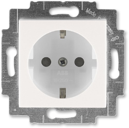 Розетка с заземлением без рамки ABB EPJ Levit 1-м. шторки жемчуг/ледяной картинка