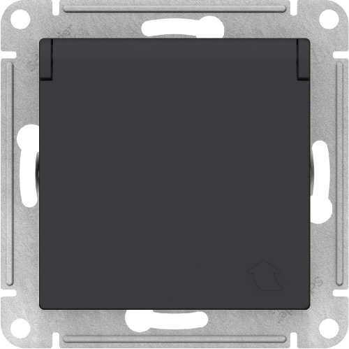 Розетка с заземлением без рамки Systeme Electric AtlasDesign 1-м. крышка шторки карбон картинка фото 3