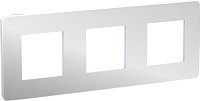 Рамка универсальная Schneider Electric Unica Studio Metal 3-м. хром/белый