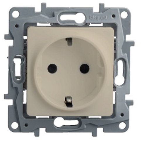 Розетка с заземлением без рамки Legrand Etika 1-м. слоновая кость картинка фото 2
