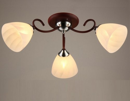 Люстра потолочная трехрожковая Мелодия Света Е27 Темная вишня/хром фото Люстра потолочная трехрожковая Мелодия Света Е27 Темная вишня/хром картинка