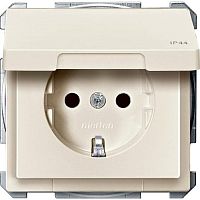 Розетка с заземлением без рамки Schneider Electric Merten Antique 1-м. крышка шторки IP44 бежевый картинка