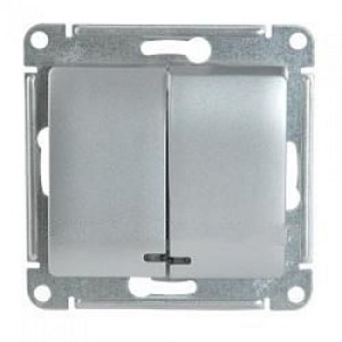 Выключатель с подсветкой без рамки Systeme Electric Glossa 2-кл. алюминий фото фото 2 Выключатель с подсветкой без рамки Systeme Electric Glossa 2-кл. алюминий картинка фото 2