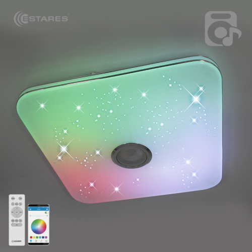 Светильник светодиодный (Люстра) ESTARES MUSIC RGB 80W S-APP-430-WHITE/CHROME-220-IP20 картинка 