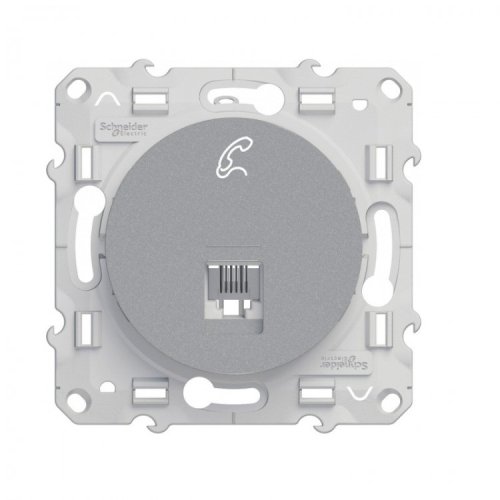 Розетка телефонная без рамки Schneider Electric Odace 1-м. RJ12 алюминий картинка фото 2