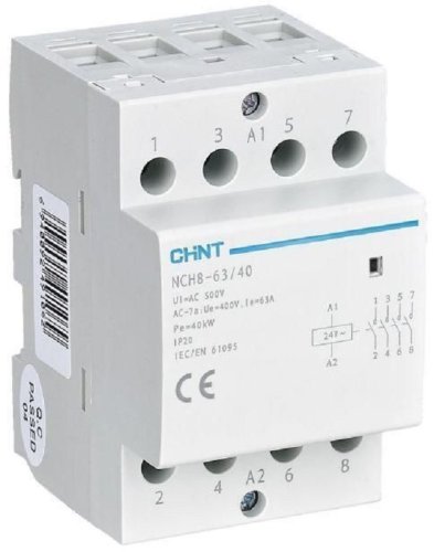 Контактор модульный CHINT NCH8-63/40 3п 4НО 63А 24В АС картинка