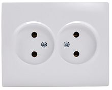 Розетка без заземления Lezard Karina 1-м. 2 мод. керамика жемчужно-белый/перламутр картинка
