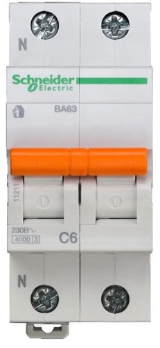Выключатель автоматический Schneider Electric Домовой 2п C 6А ВА63 4.5кА картинка фото 2