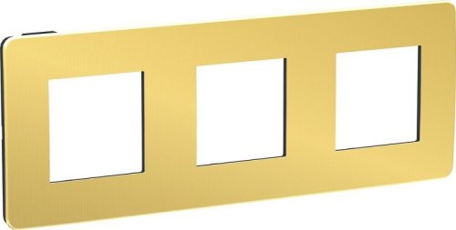 Рамка универсальная Schneider Electric Unica Studio Metal 3-м. золото/антрацит картинка