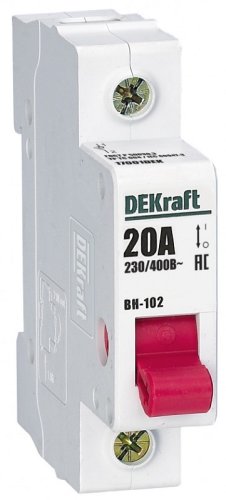 Выключатель нагрузки (мини-рубильник) DeKraft ВН-102 1п 20А тип AC картинка