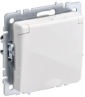 Розетка с заземлением без рамки IEK Brite РСбш10-3-44-БрБ 1-м. крышка шторки IP44 белый картинка