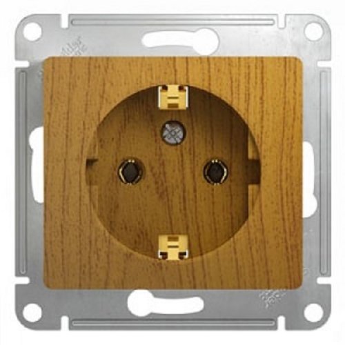 Розетка с заземлением без рамки Systeme Electric Glossa 1-м. дерево фото фото 2 Розетка с заземлением без рамки Systeme Electric Glossa 1-м. дерево картинка фото 2