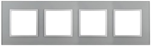 Рамка универсальная Эра Elegance 4-м. стекло алюминий/алюминий картинка