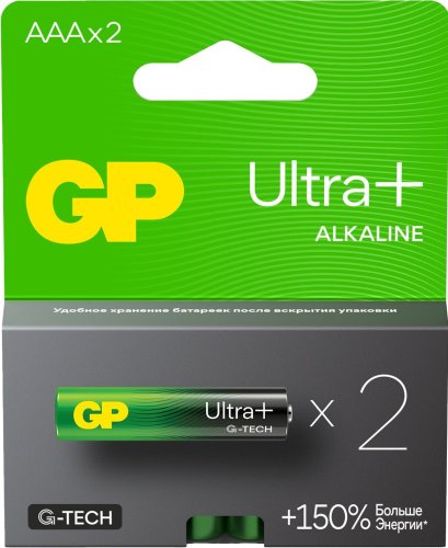 Элемент питания GP LR03 Ultra Plus Alkaline G-TECH 24AUPA21-2CRSB2 2 шт (упак) AAA (батарейка) картинка 