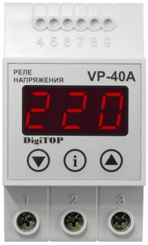 Реле напряжения однофазное цифровое на DIN-рейку DigiTOP VP-40A 40А 50-400В картинка