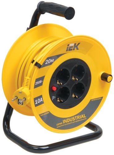 Удлинитель на катушке с заземлением IEK Industrial 4х20м 10А 2200Вт IP20 картинка 