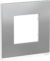Рамка горизонтальная Schneider Electric Unica Studio Pure 1-м. металл алюминий матовый/белый картинка