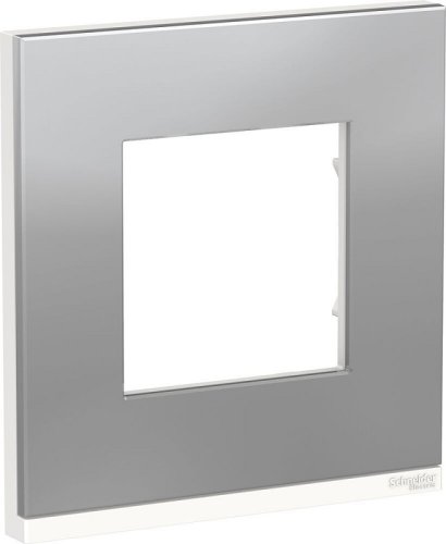 Рамка горизонтальная Schneider Electric Unica Studio Pure 1-м. металл алюминий матовый/белый картинка