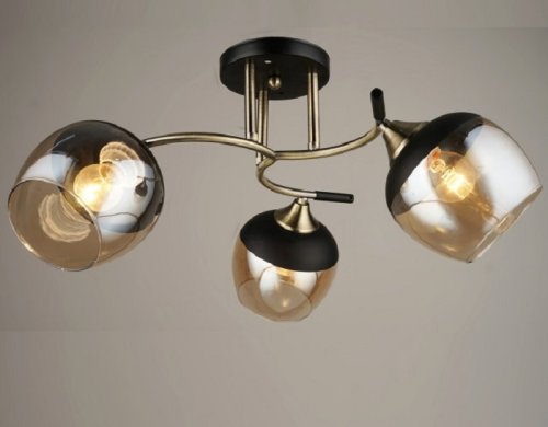 Люстра потолочная трехрожковая Мелодия Света E27 Черная/золото фото Люстра потолочная трехрожковая Мелодия Света E27 Черная/золото картинка