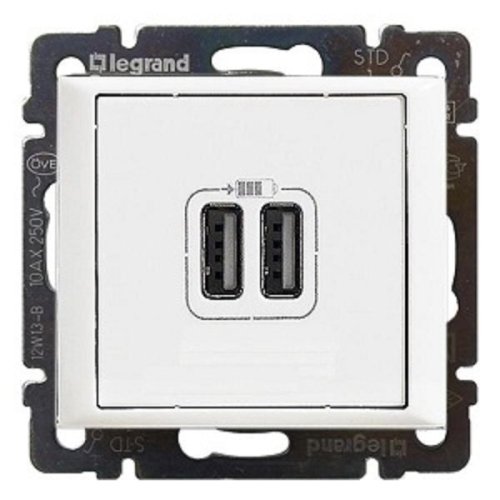 Розетка USB тип A+A без рамки Legrand Valena Life 2-м. 2400мА белый картинка фото 2