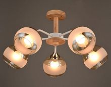 Люстра потолочная пятирожковая Мелодия Света  E27 Дуб/белый картинка 