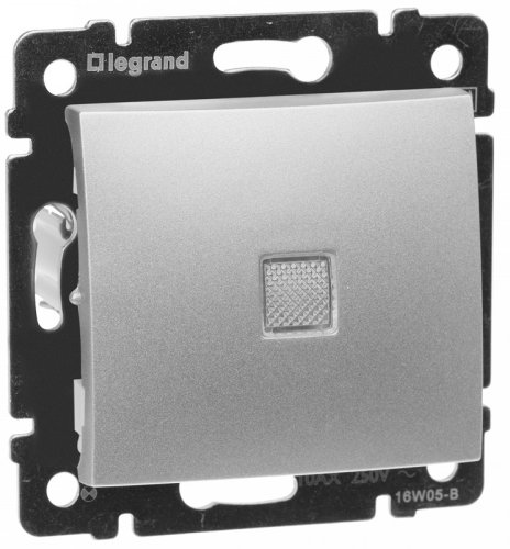 Выключатель с подсветкой без рамки Legrand Valena 1-кл. алюминий картинка фото 2