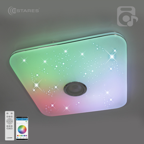 Светильник светодиодный (Люстра) ESTARES MUSIC RGB 80W S-APP-430-WHITE/CHROME-220-IP20 фото Светильник светодиодный (Люстра) ESTARES MUSIC RGB 80W S-APP-430-WHITE/CHROME-220-IP20 картинка