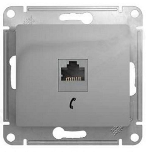 Розетка телефонная без рамки Systeme Electric Glossa 1-м. RJ11 алюминий картинка фото 2