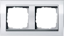Рамка универсальная Gira Event Clear 2-м. белый глянец/алюминий картинка