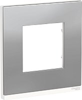Рамка горизонтальная Schneider Electric Unica Studio Pure 1-м. металл алюминий матовый/белый